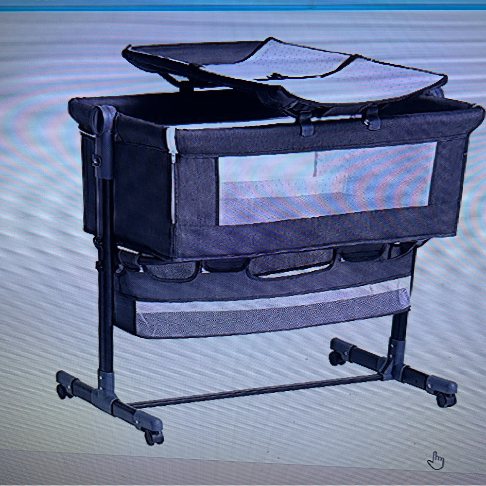 4 in 1 Baby Bassett Black and Gray Baby Bassinet with Wheels
